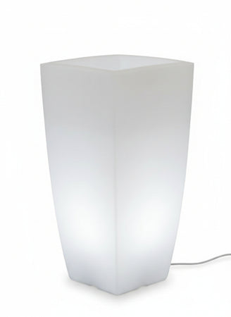 VASO HOME LIGHT QUADRO IN RESINA CM.33X33X70 COLORI BIANCO GHIACCIO O VERDE