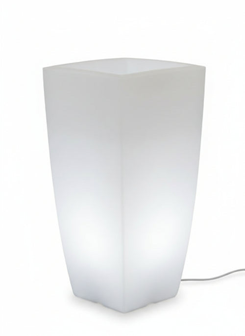 VASO HOME LIGHT QUADRO IN RESINA CM.33X33X70 COLORI BIANCO GHIACCIO O VERDE