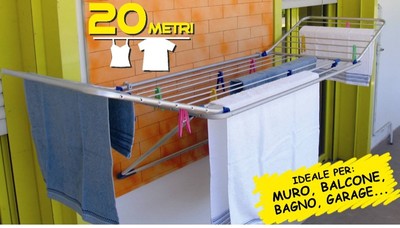 STENDIBIANCHERIA STENDINO NETTUNO DA BALCONE RICHIUDIBILE ALLUMINIO