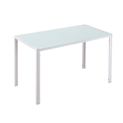 Tavolo Moderno Rettangolare Struttura in Metallo e Piano in Vetro Temperato - Bianco JH3835-479WTJH3