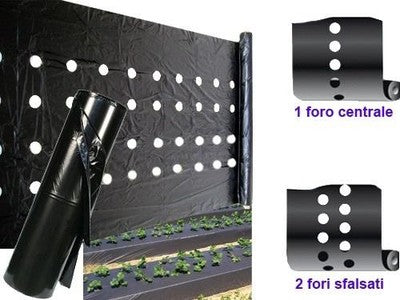 FOGLIA POLIETILENE NERA PACCIAMATURA CON FORI 2 FORI SFALSATI 40/30 KG 75