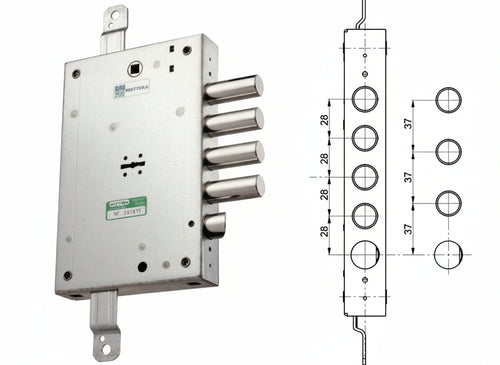SERRATURE SERRATURA MOTTURA PER PORTE BLINDATE 52.571 INTERASSE 28