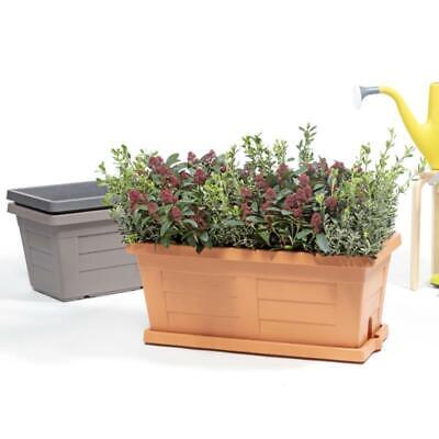 VASO FIORIERA RETTANGOLARE EFFETTO LEGNO CM. 100X44X40H BAMA CON SOTTOVASO