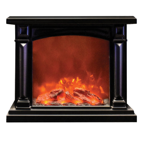 Caminetto nero con legna effetto fuoco a batteria per uso interno