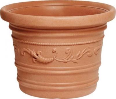 VASO TONDO FESTONATO IN RESINA COLORE TERRACOTTA DOPPIO BORDO DIAMETRO CM. 80