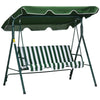 Dondolo da Giardino 3 Posti in Acciaio e Teslin con Tetto Parasole, 172x110x153 cm, Bianco e Verde 84A-054V03GN
