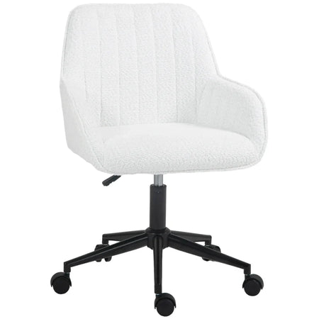 Sedia da Ufficio in Tessuto con Altezza Regolabile, Seduta Girevole e Ruote, Bianco HU8921-713V00WTHU8