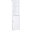Mobiletto del Bagno a Torre 3 Ripiani Regolabili su 3 Livelli e 1 Ampio Armadietto Inferiore Manopole sull'Anta MDF Bianco 40x23x160cm ED6834-198ED6