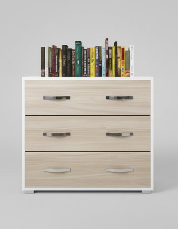 LINEA MODERN KIT CASSETTONE 3 CASSETTI CM. 91X45X81H BIANCO / OLMO