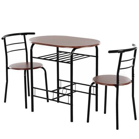 Set Tavolo Moderno con 2 Sedie per Sala da Pranzo, Set 3 Pezzi Mobili Salvaspazio da Cucina, Balcone, Ristorante o Bar, Marrone e Nero WQ2835-134WQ2