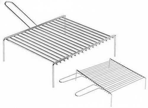 GRATICOLE GRIGLIE IN ACCIAIO CROMATO PER CAMINO BARBECUE CM.35X40 MANICO DOPPIO