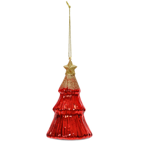 Pendaglio a forma di albero rosso con glitter per albero decorazione natalizia da 13 cm