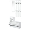 Mobile d'Ingresso Moderno Guardaroba Set Appendiabiti, Specchio e Scarpiera 3 in 1, in Legno Bianco BN3831-146WTBN3