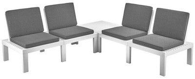 SET DA GIARDINO MOLOK salottino in polipropilene con cuscini colore bianco