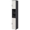Colonna Bagno in Truciolato con 2 Ripiani Aperti e 2 Armadietti a 2 Livelli, 30x30x183 cm, Grigio QS3834-628V80LGQS3