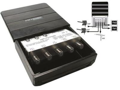 AMPLIFICATORE PER ANTENNE TV 2 USCITE 414142 CM.L11xP4,5xH10,5