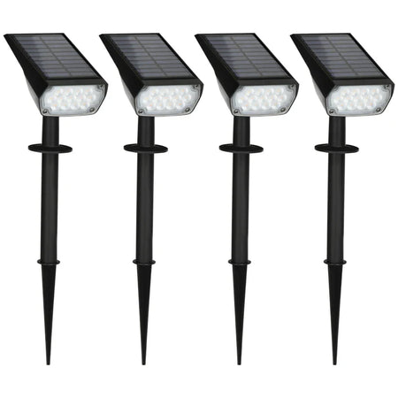set da 4 Faretti da Giardino e Muro con Picchetto, Luce Solare 2 Luminosità, 17x10x48.3cm Nero XB3B30-025V00BKXB3