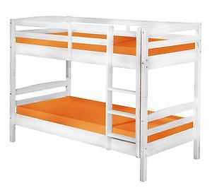 KIT LETTO A CASTELLO O 2 LETTI CM. 102X200X148H BIANCO LEGNO MASSELLO