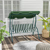 Dondolo 3 Posti con Tettuccio Regolabile e Cuscini, in Acciaio e Poliestere, 170x110x153 cm, Verde e Bianco 84A-118V01GN