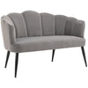 Divano 2 Posti in Velluto con Gambe in Metallo e Schienale a Conchiglia, 132x66x80cm, Grigio RF2839-483V00CGHG2