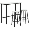 Set 3 Pezzi con Tavolo Rettangolare e 2 Sgabelli da Bar in Truciolato, MDF e Acciaio, Bianco e Nero HY3835-943V01WTHY3