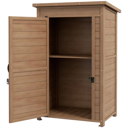 Armadio da Giardino in Legno con Ripiano Regolabile e Catenaccio, 75x56x117cm, Marrone GM184G-415V00BNGM1
