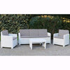 SALOTTO IN RESINA BIANCO VARANO COMPLETO DI CUSCINI SET ARREDO GIARDIN