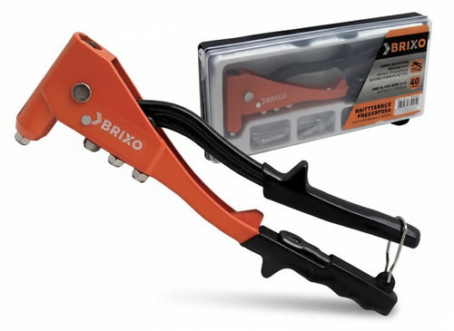 RIVETTATRICE PRESSOFUSA BRIXO CON 40 RIVETTI ASSORTITI UTENSILI MANUALI