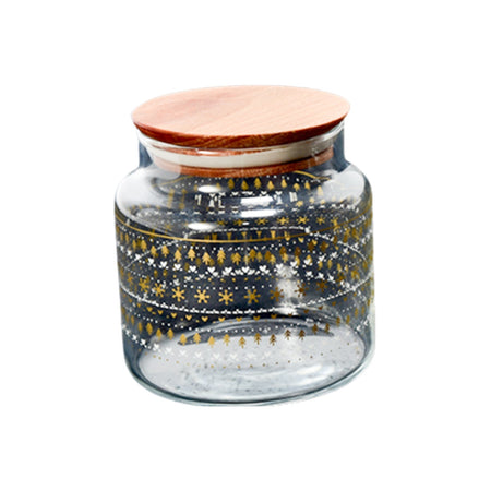 Set 3 barattoli in vetro con tappo in legno, decorazione da Ø 9.5 x 11 cm