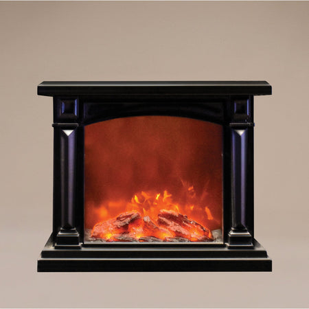 Caminetto nero con legna effetto fuoco a batteria per uso interno