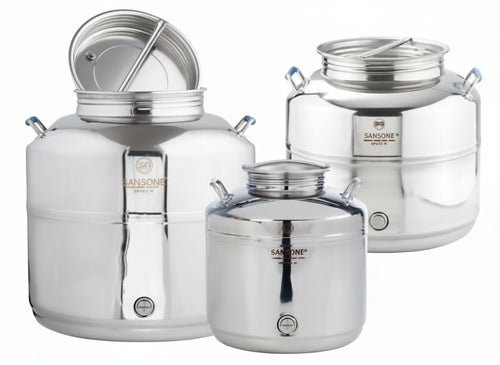 BIDONI FUSTI CONTENITORI OLIO IN ACCIAIO INOX SANSONE DA 15/30/50LT