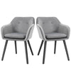 Set di 2 Sedie per Sala da Pranzo con Braccioli Imbottite e in Velluto, 54x56x74cm, Grigio HY7835-140GYHY7