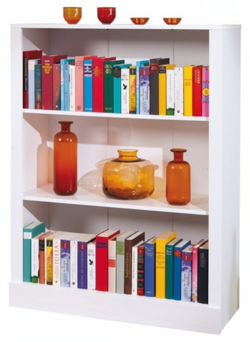 KIT LIBRERIA COMPONIBILE 3 RIPIANI IN LEGNO MASSELLO BIANCO CM. 90X35X116H