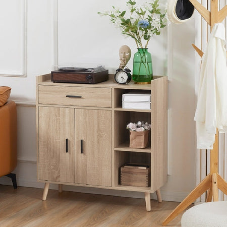 Credenza Moderna Multiuso con Armadietto e Cassetto in Legno 80x30x96.5cm , madia comò mobile F839-384NDA