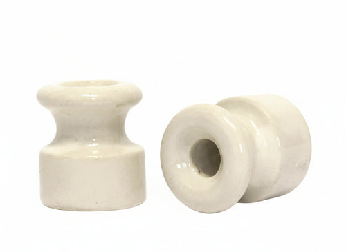 ISOLATORE PORCELLANA 40406 PER CAVO ELETTRICO TRECCIATO  18 MM BIANCO