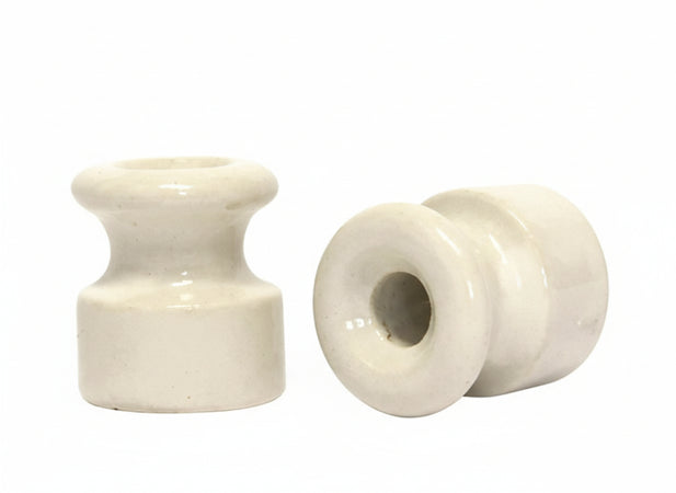 ISOLATORE PORCELLANA 40406 PER CAVO ELETTRICO TRECCIATO  18 MM BIANCO