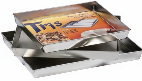 TRIS TEGLIE TEGAMI RETTANGOLARIIN BANDA STAGNATA