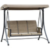 Dondolo da Giardino a 3 Posti con Tettuccio Regolabile e Tasche Portaoggetti Marrone 196x128x172cm 84A-110V01