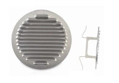 GRIGLIE DI AERAZIONE IN ALLUMINIO CON RETE E ZANCHE DIAM. CM.17 PER FORI 12/16CM