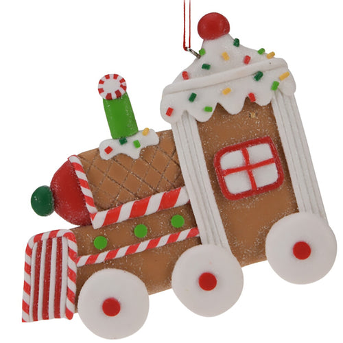 Pendenti per Albero di Natale a forma di trenino di zenzero, in PVC, da 9 cm, confezione da 12 pezzi