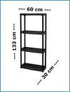 SCAFFALI SCAFFALE IN POLIPROPILENE IN KIT 4 RIPIANI TOWERS CM.L60xP30xH133
