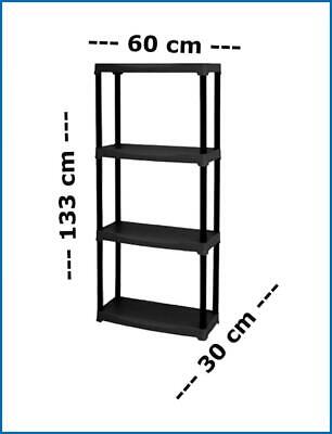 SCAFFALI SCAFFALE IN POLIPROPILENE IN KIT 4 RIPIANI TOWERS CM.L60xP30xH133