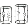 Set di 2 Tavolini da Caffè Impilabili in Metallo e Vetro Temperato Ø41x57cm e Ø36x51cm, Nero BG6833-674V00BKBG6