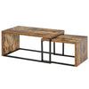Set 2 x Tavolino Salvaspazio in Stile Industriale Legno MDF e Metallo Marrone e Nero CF9839-082CF9 , soggiorno salotto basso bianco grgio design moderno sala moderno alto divano camera vetro rotondo