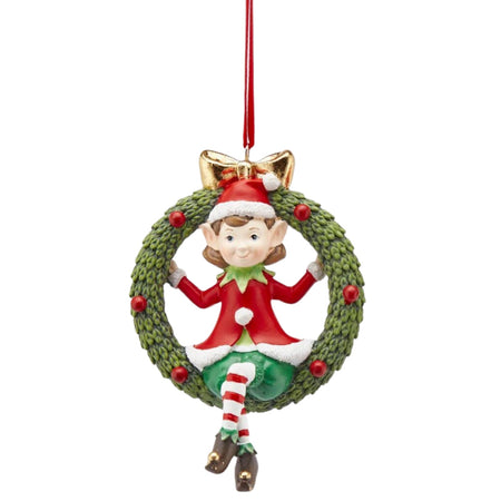 Pendaglio per albero di Natale "Elfi natalizi" appendibili, in poliestere, da 11 cm