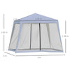 Gazebo Impermeabile con Zanzariere da Giardino Esterno Tendone in Poliestere 3 x 3 x 2.45 m Grigio 84C-090GY