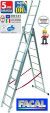 SCALA IN ALLUMINIO TRIPLICE TELESCOPICA FACAL 3 RAMPE X 9 GRADINI MT. 5,94