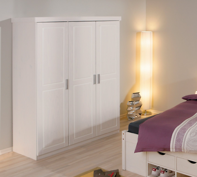KIT ARMADIO PER CAMERA LETTO IN PINO MASSELLO A 3 ANTE C/RIPIANI CM. 140x55x190H