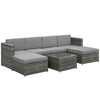 Set da 7 Pezzi Salotto da Esterni in Rattan con Poltrona Pouf Tavolino Grigio 860-002V01