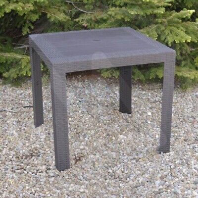 TAVOLO IN RESINA SIMIL RATTAN SATURNO MADE IN ITALY CM. 80X80X72H ANTRACITE